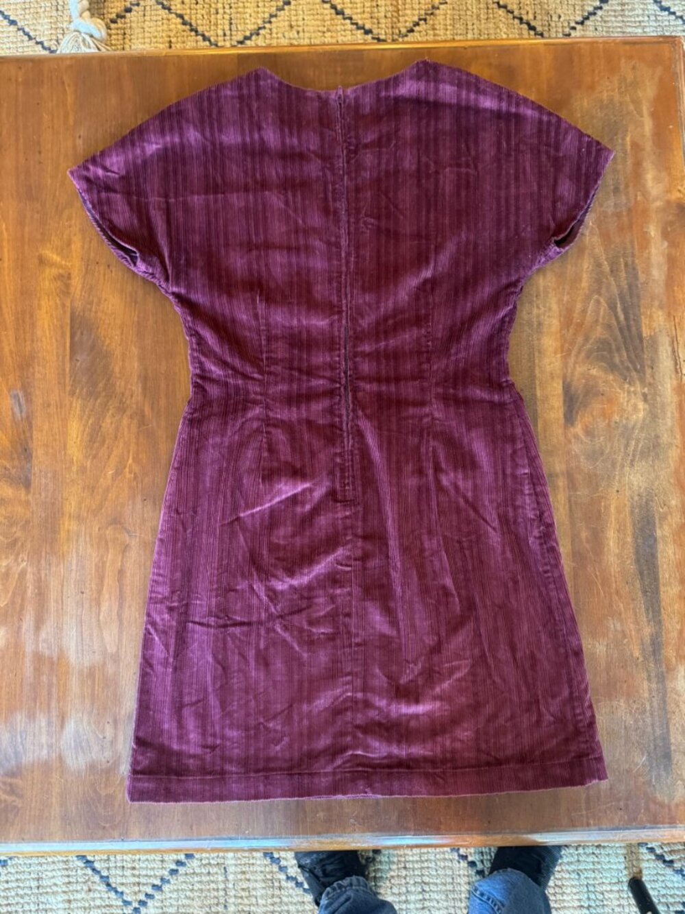 Rouje Auxane Corduroy Mini Dress Burgundy Short Sleeve 38 US 6 - Picture 5 of 9